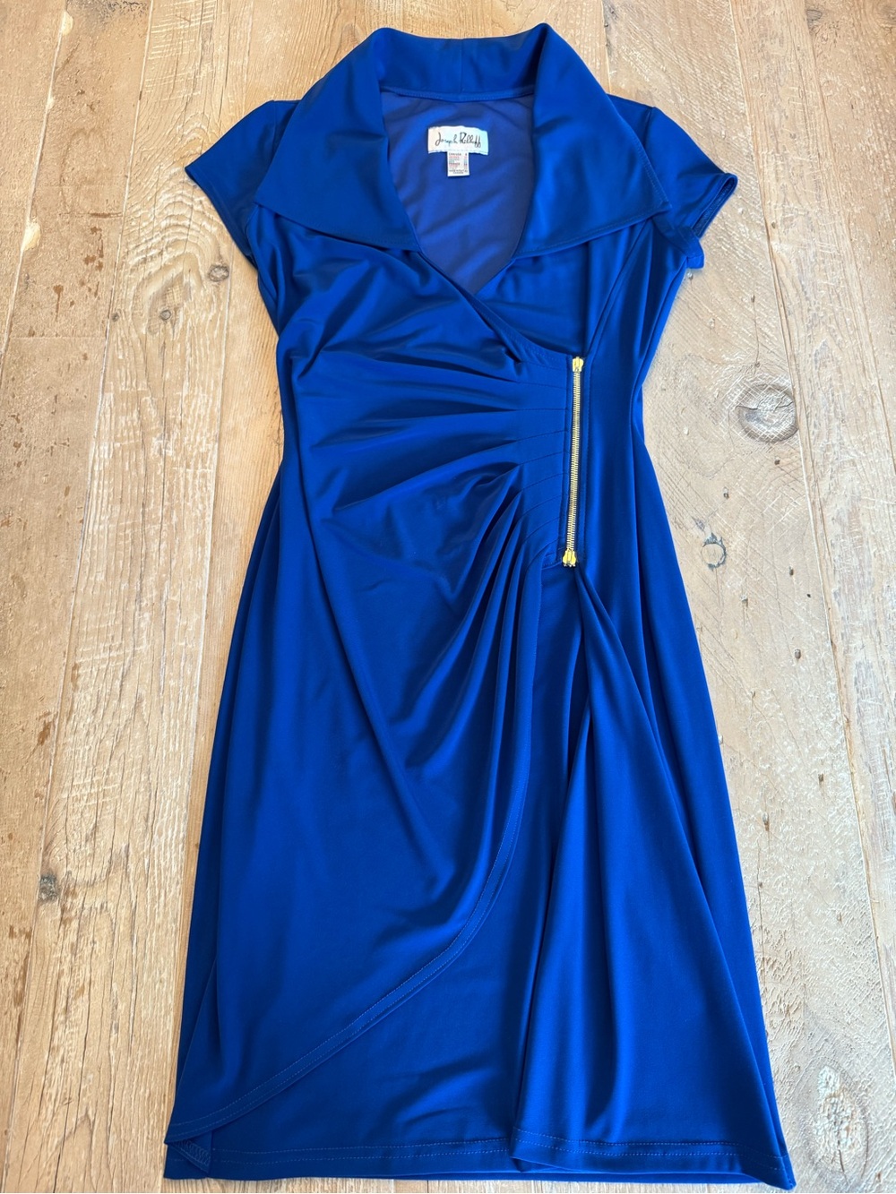 Joseph RibkoffRoyal Blue Faux-Wrap Dress with Zip Detail 8